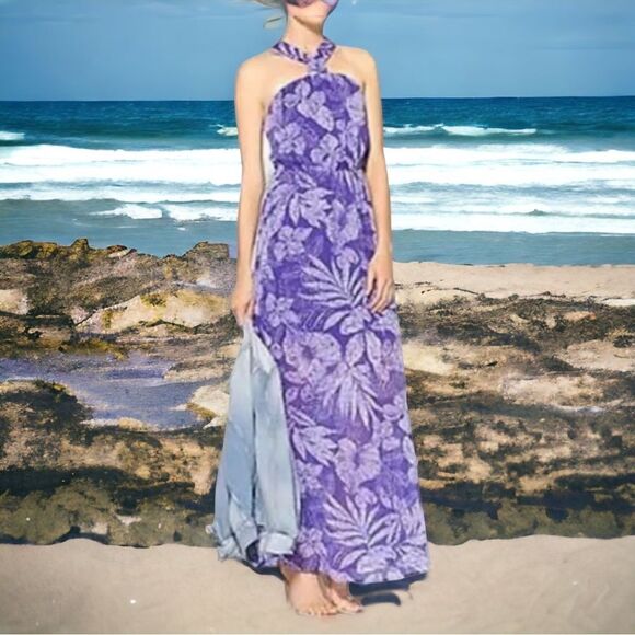 Sabine Azalea Tie Open Back Purple Maxi Dress Size S - Picture 1 of 11